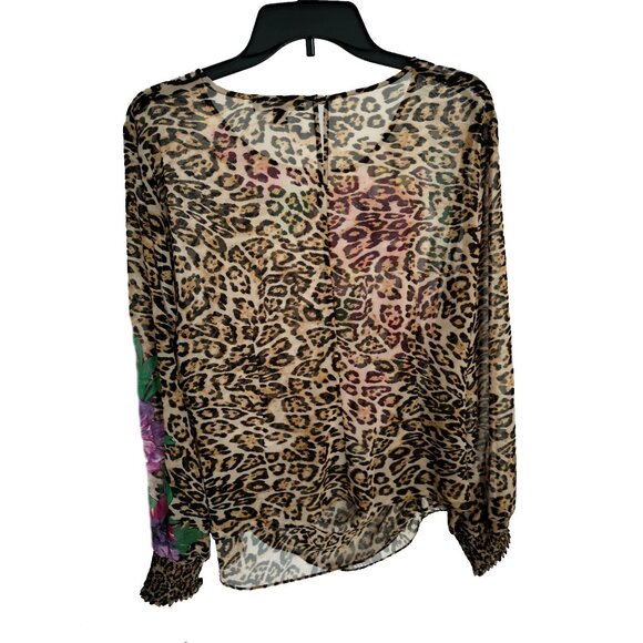 INC Animal Print Floral Sequins Blouse Top L - Picture 3 of 5